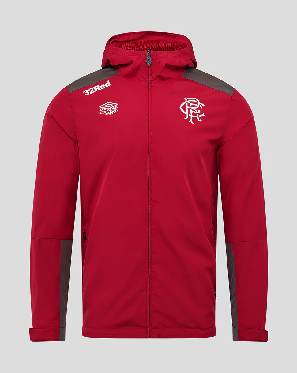 JUNIOR 25/26 PLAYERS TRAINING PACKABLE HOOD SHOWER JACKET - RHYTHMIC RED