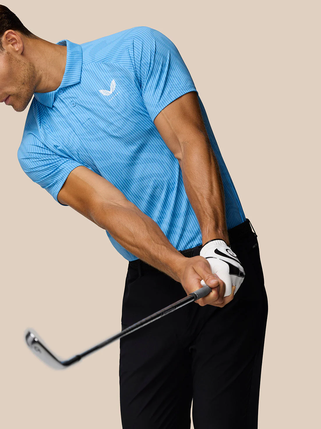 GOLF CLUB GLOW PRINTED POLO - COOL BLUE/WHITE - Image 6
