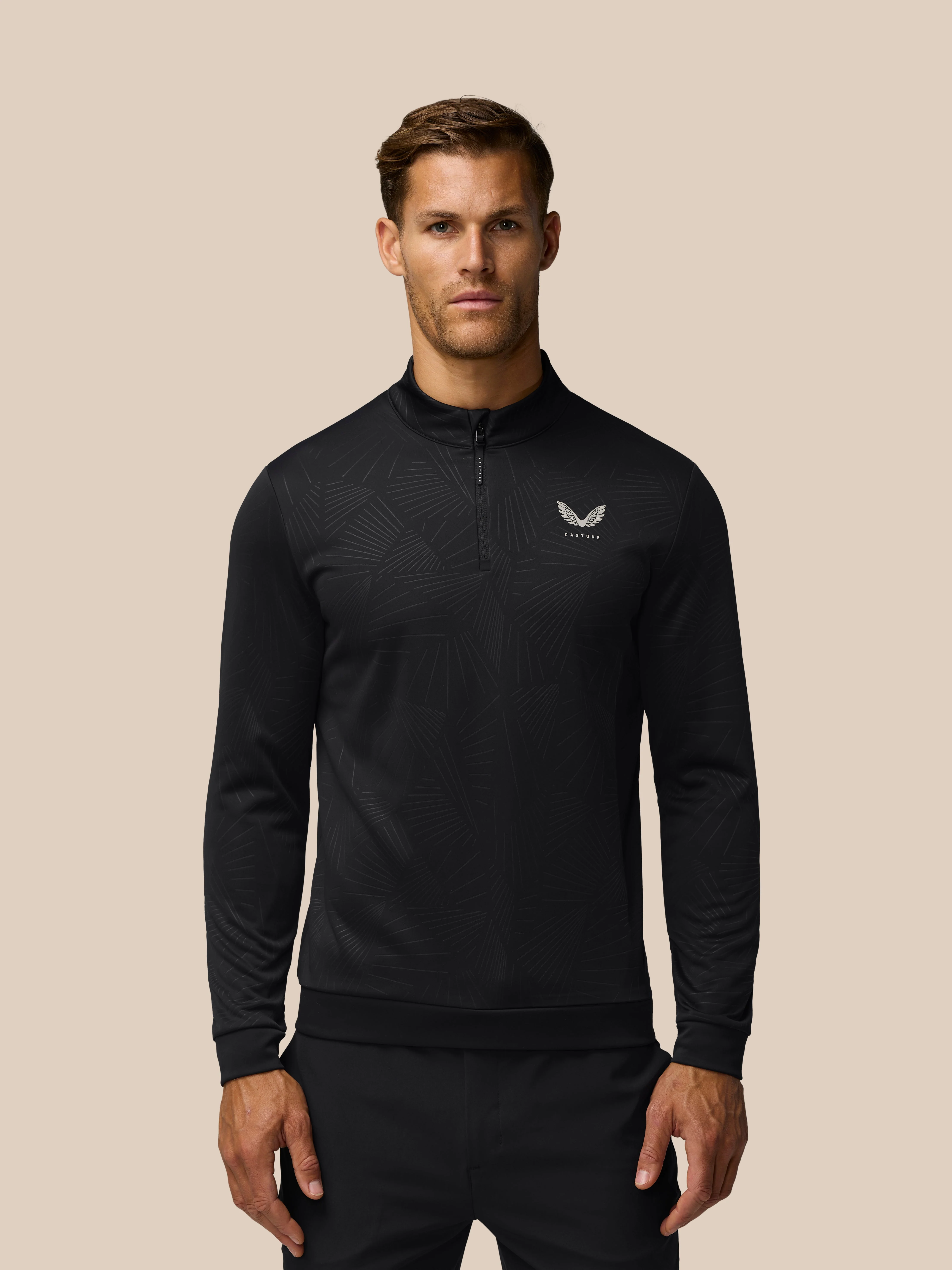 GOLF CLUB CLASSIC 1/4 ZIP DEBOSSED TOP - BLACK/ALLOY