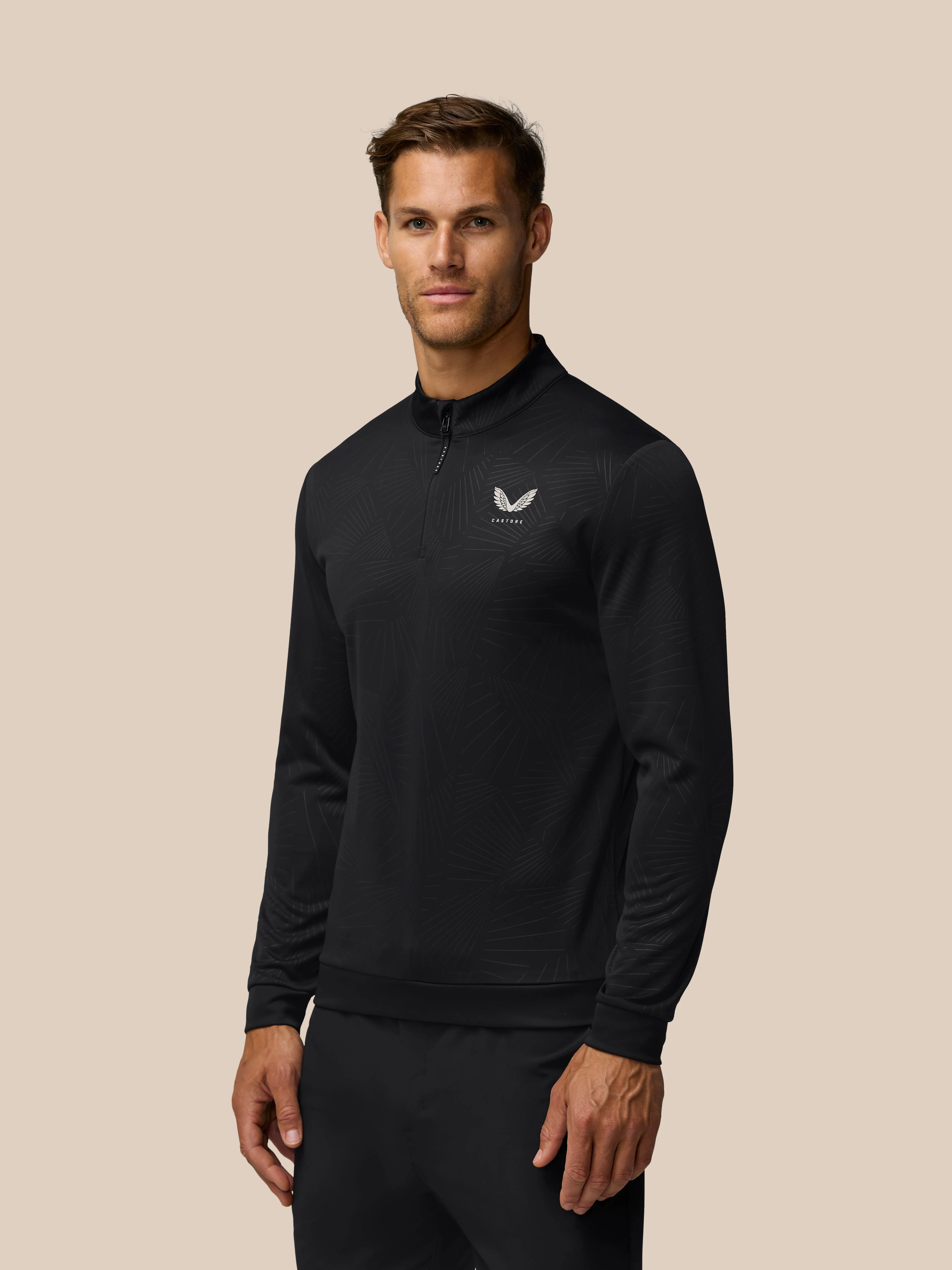GOLF CLUB CLASSIC 1/4 ZIP DEBOSSED TOP - BLACK/ALLOY - Image 2