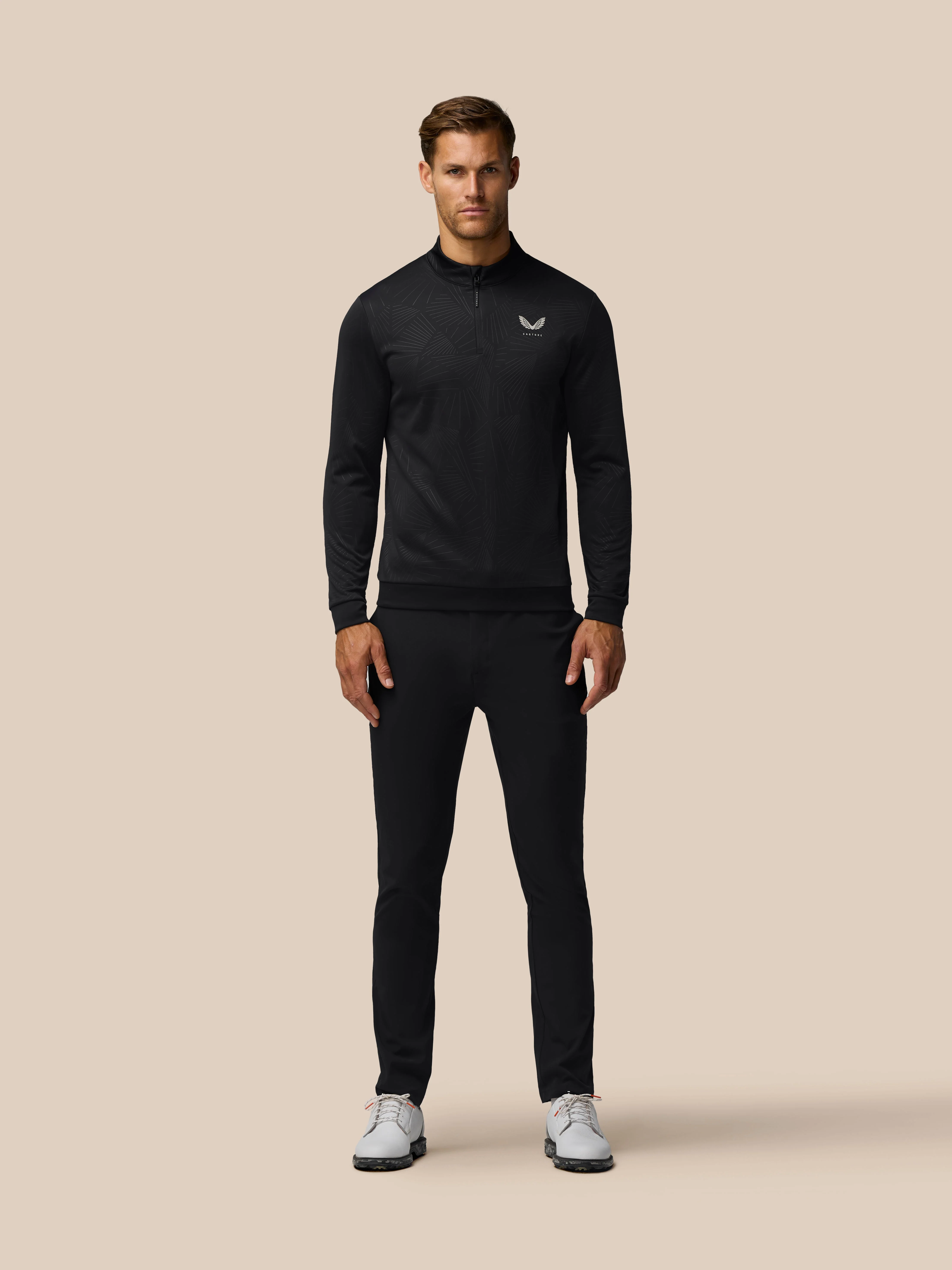 GOLF CLUB CLASSIC 1/4 ZIP DEBOSSED TOP - BLACK/ALLOY - Image 3