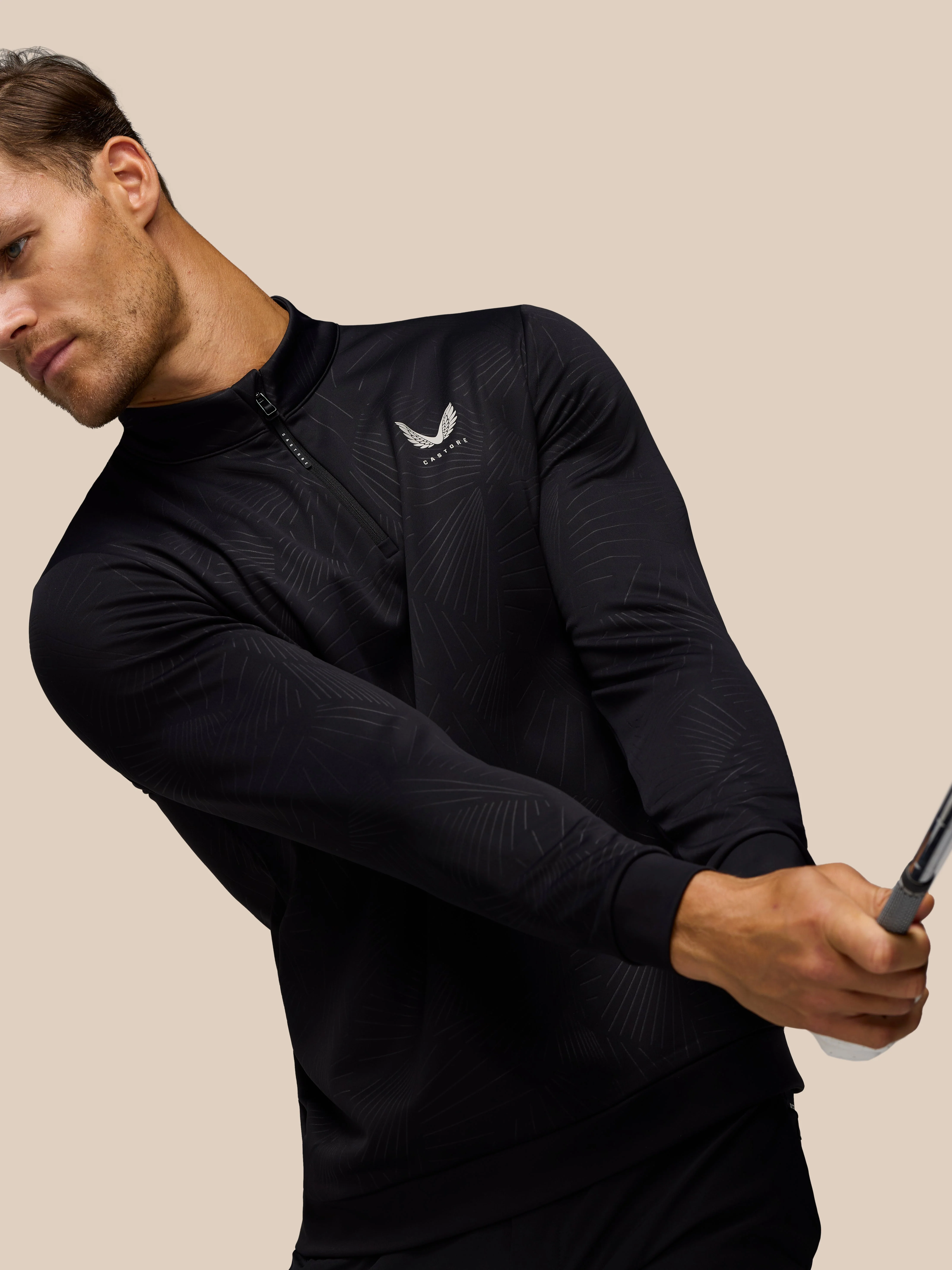 GOLF CLUB CLASSIC 1/4 ZIP DEBOSSED TOP - BLACK/ALLOY - Image 4