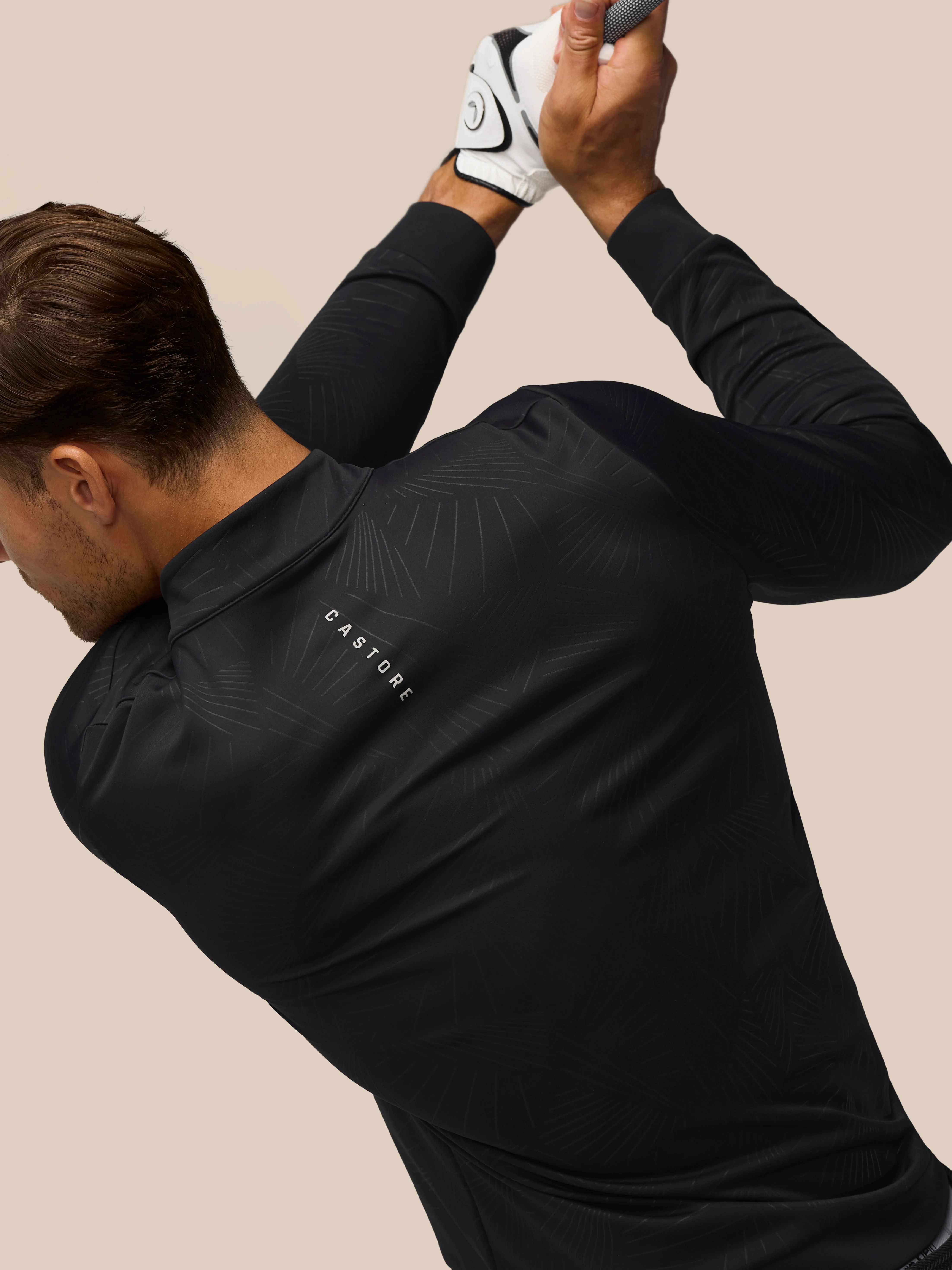 GOLF CLUB CLASSIC 1/4 ZIP DEBOSSED TOP - BLACK/ALLOY - Image 6