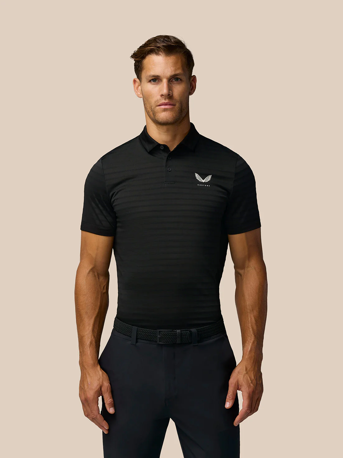 GOLF PINNACLE PIQUE STRIPE POLO - BLACK/ALLOY - Image 2