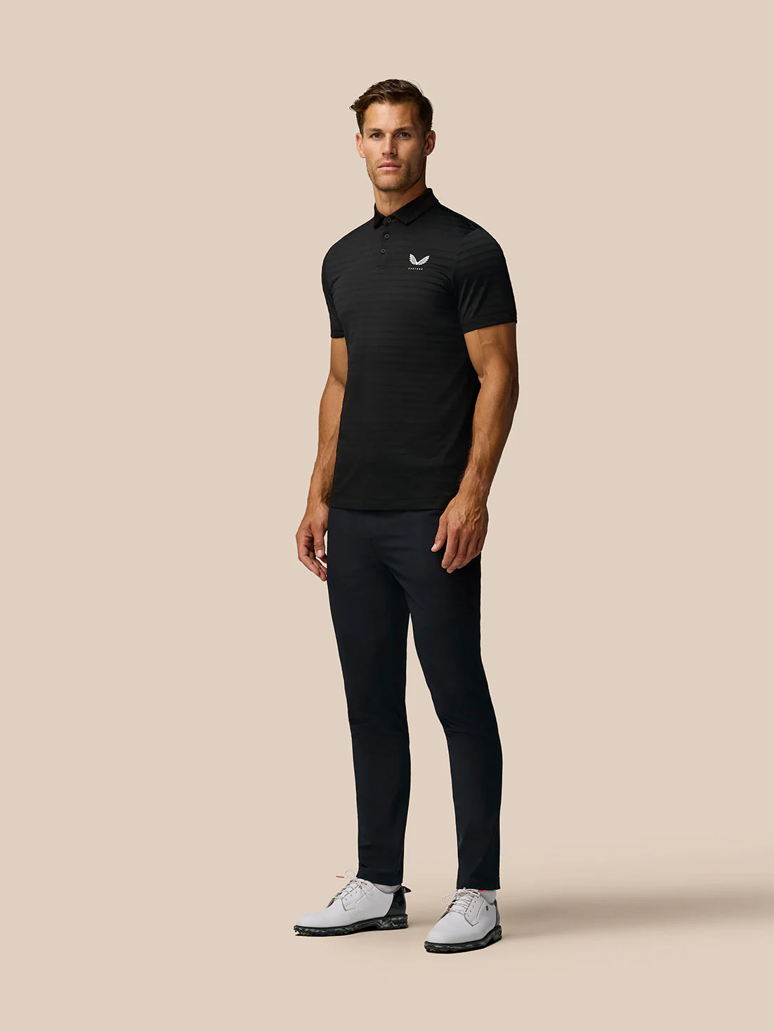 GOLF PINNACLE PIQUE STRIPE POLO - BLACK/ALLOY - Image 7