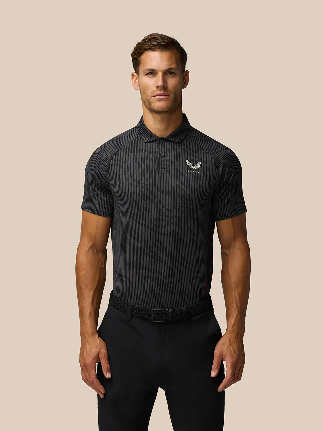 GOLF CLUB GLOW PRINTED POLO - GUNMETAL/MID GREY